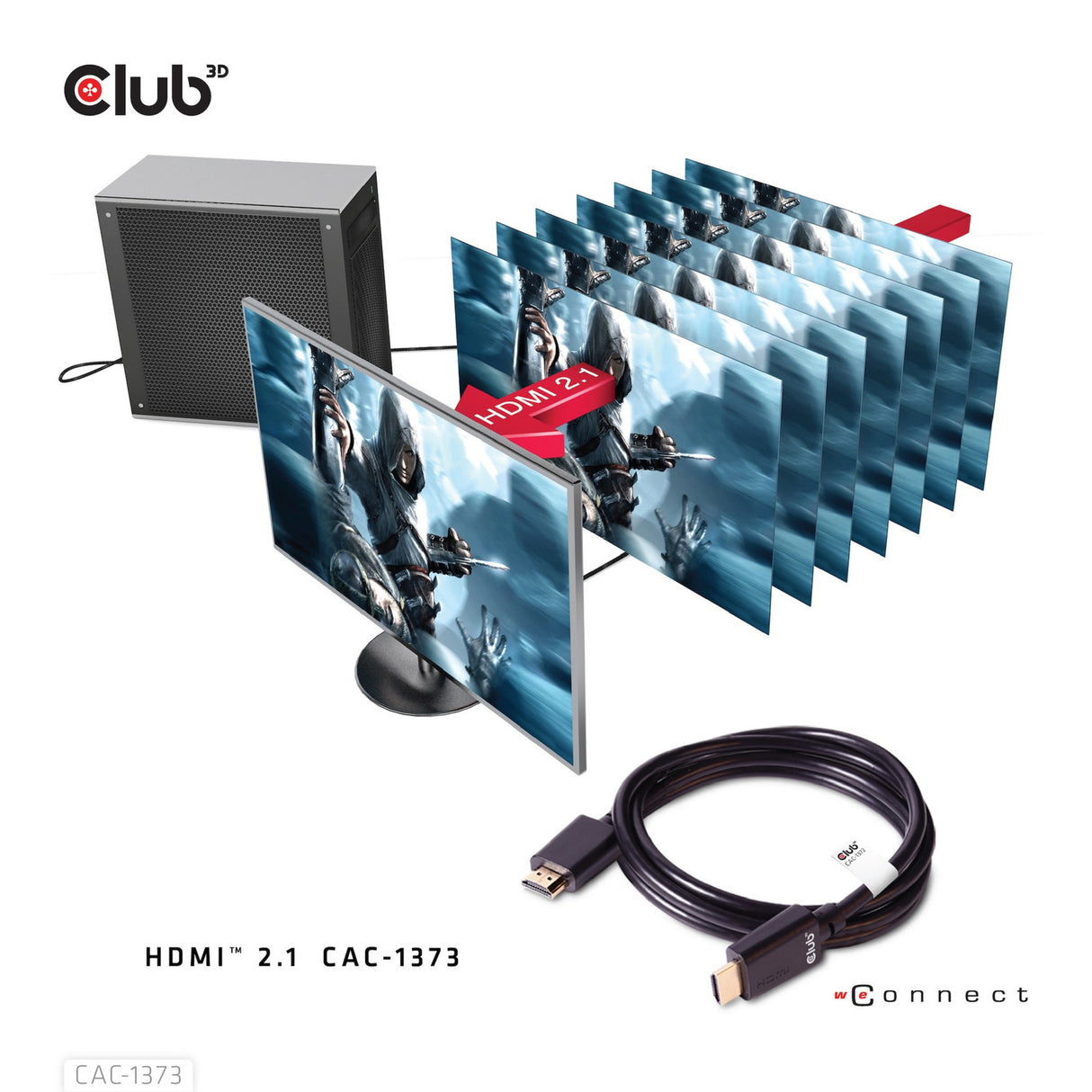 Club 3D Ultra High Speed HDMI cable (black, 3 meters, 4K 120Hz, 8K 60Hz, 48Gbps)
