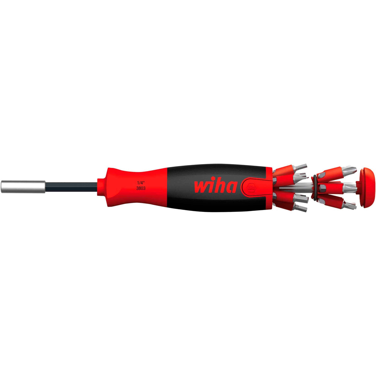 Wiha screwdriver with bit magazine LiftUp 25 magnetic (black-red, 12 bits, 1 4)