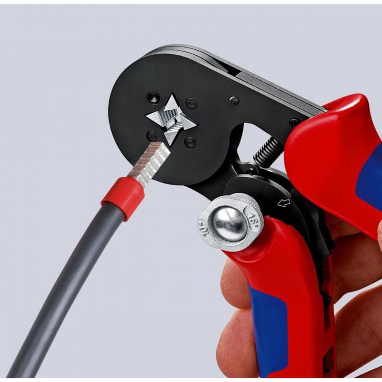 Knipex Self-Adjusting Crimping Pliers for Ferrules 97 53 04 SB (red-blue, with side entry)