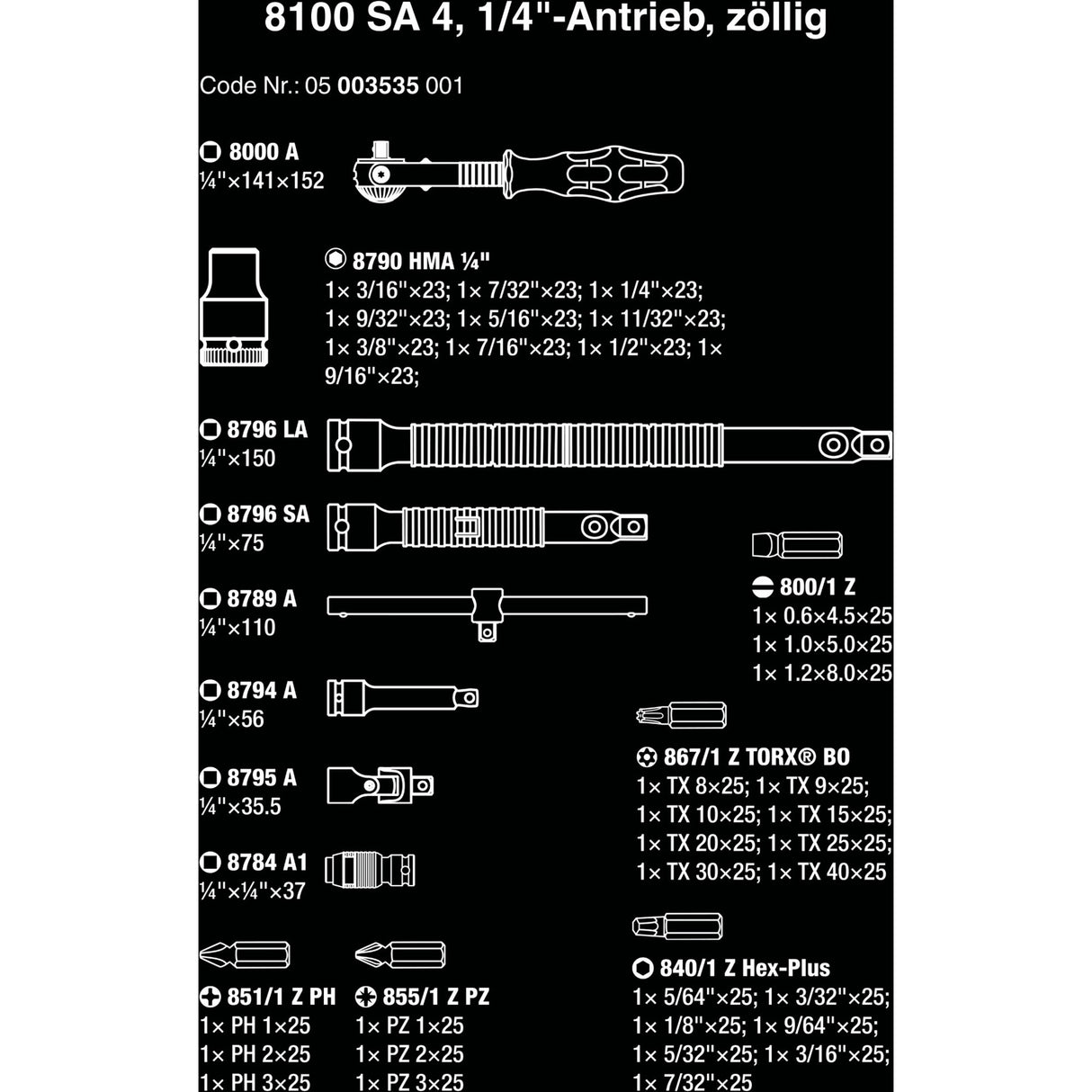 Wera 8100 SA 4 Zyklop Ratelset, 1 4