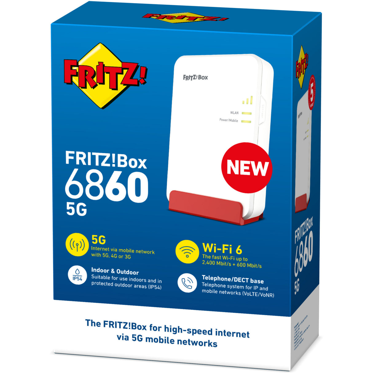 Fritz! Box 6860 5G Edition internationaler WLAN-Router (rot, Mesh, 5G)