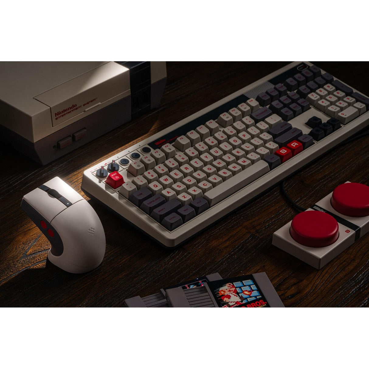 8bitdo retro r8 mouse - n edition (grey red, 50 - 26000 dpi, bluetooth usb-c 2.4 ghz)