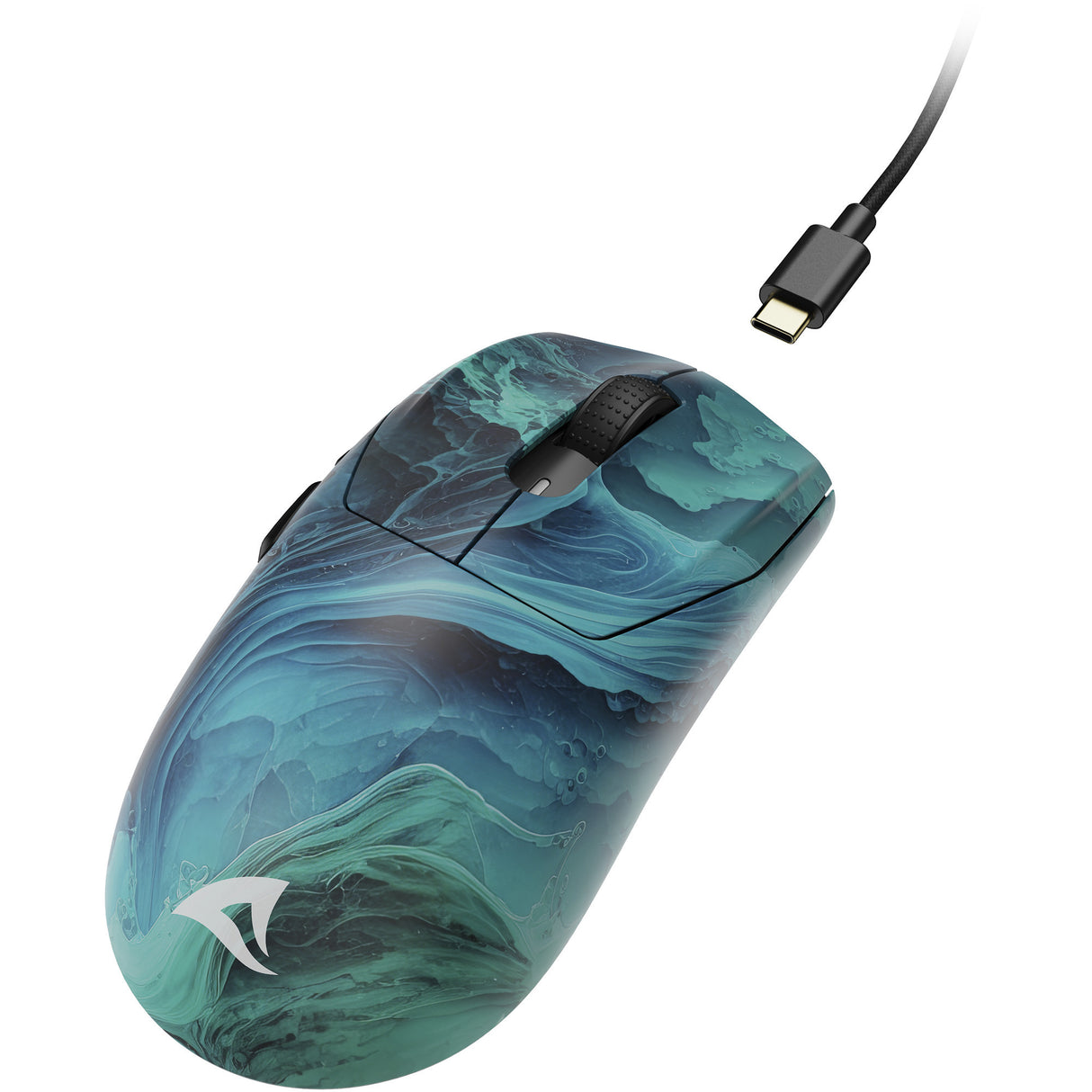 Mouse da gioco Sharkoon sgm25w (blu turchese, 12.000 dpi, LED rgb)