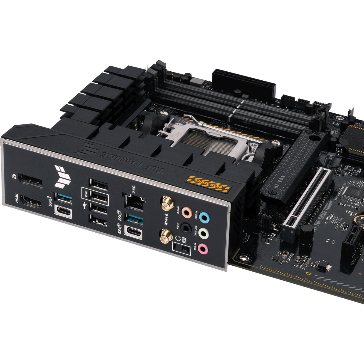 Asus TUF Gaming B650-Plus WiFi Socket AM5 Motherboard (black light orange, RAID, 2.5Gb LAN, Wi-Fi 6, BT 5.2, sound, ATX)