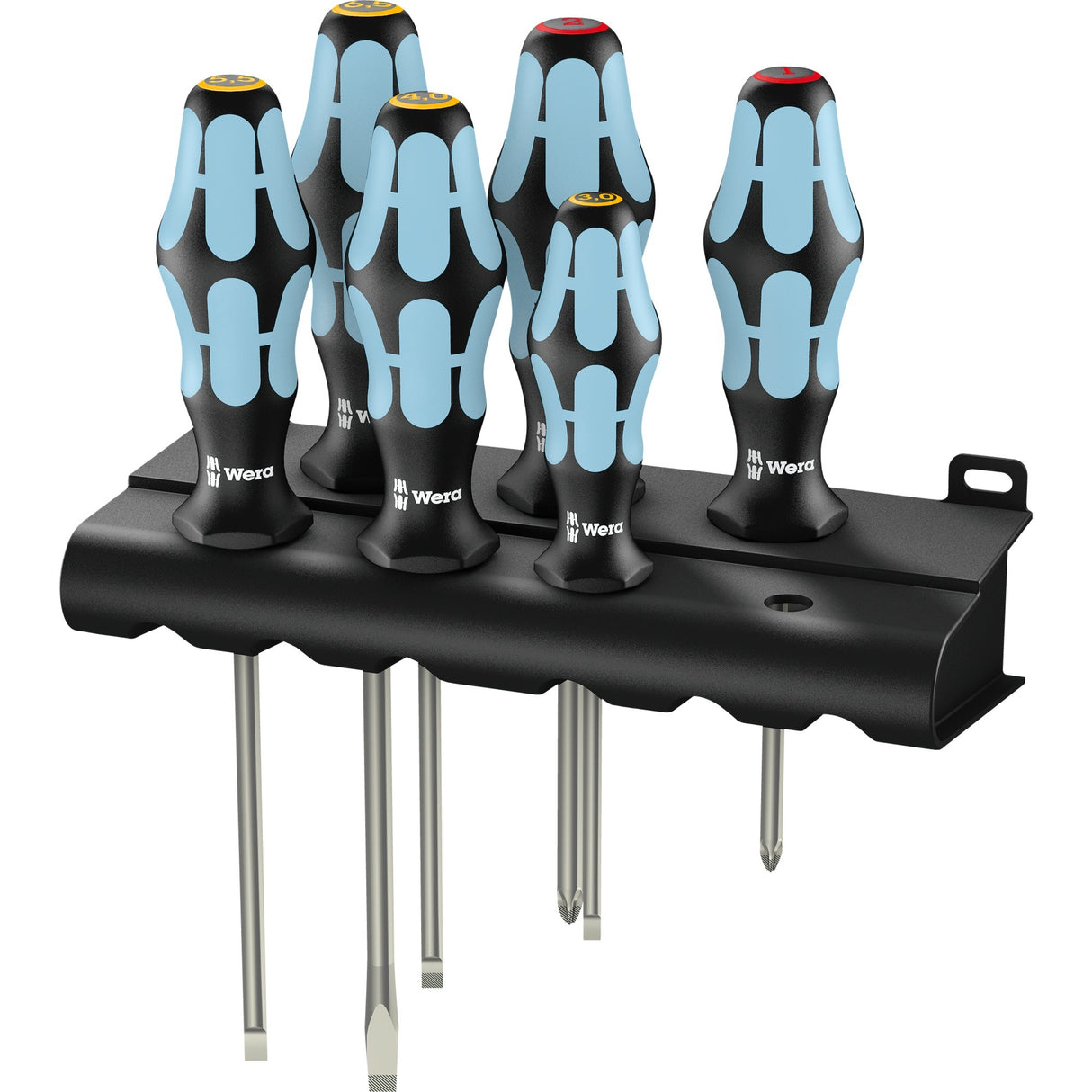 Wera 3334 6 Screwdriver set, stainless steel + rack, 6 pieces (black blue)