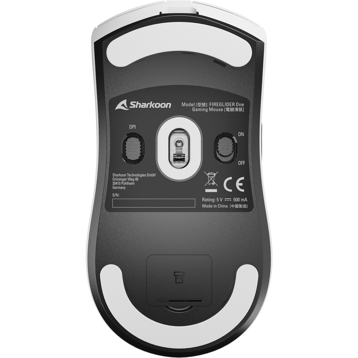 Sharkoon FireGlider One Gaming Mouse (white, 400 - 12,000 dpi, 2.4 GHz USB)