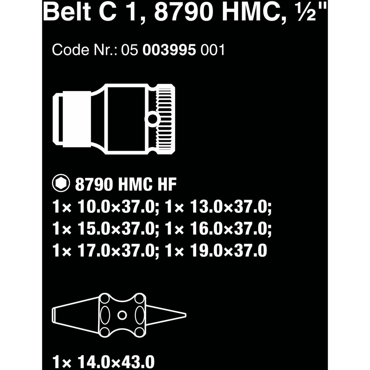 Wera Belt C 1 Zyklop socket set, 1/2" socket wrench (black, 7-piece, with holding function)
