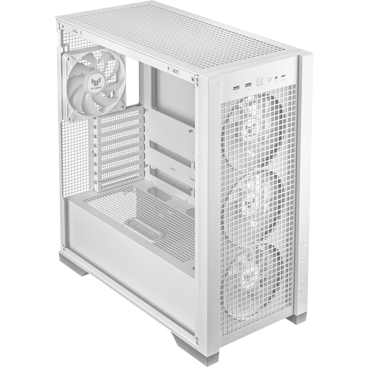 Asus TUF Gaming GT302 ARGB Midi Tower Case (White | 2x USB-A | 1x USB-C | RGB | Tempered Glass)