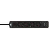 Brennenstuhl ecolor 4-voudige stekkerdoos met 2 usb-laadaansluitingen stekkerdoos (wit zwart, 2x usb-c)