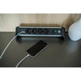 Brennenstuhl Alu-Office-Line Socket med USB-lastefunksjon 4-