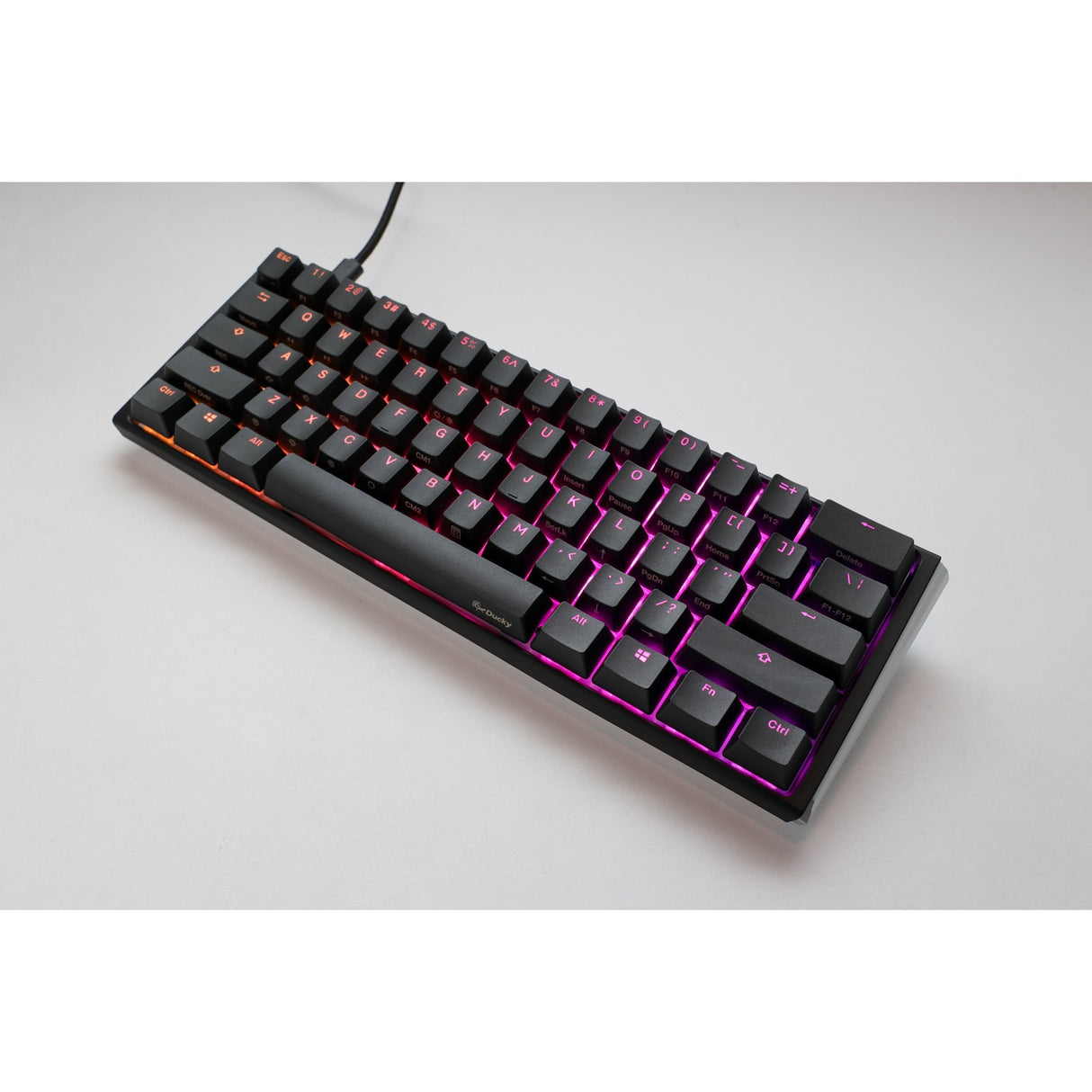Ducky One 3 Classic Mini, keyboard (black and white, US layout, Cherry MX Silent Red, RGB LED, double-shot PBT, hot-swappable, Quack Mechanics, 60%)