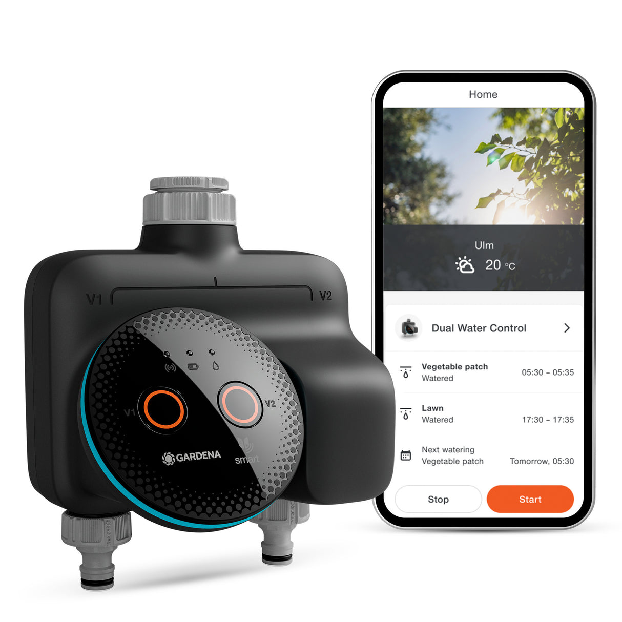 Gardena smart Dual Water Control Irrigation Computer (grey turquoise, 19034-20)