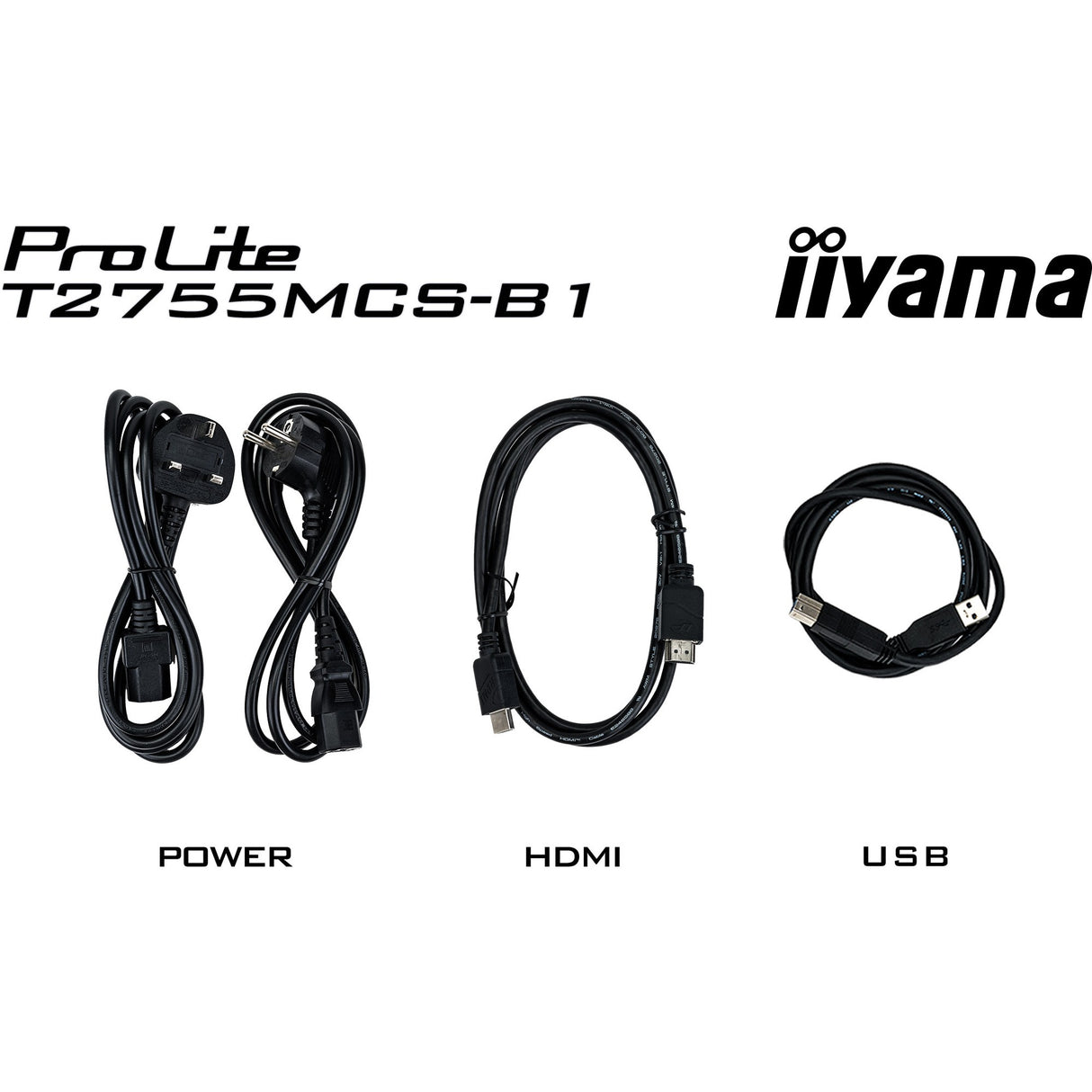 Iiyama ProLite T2755MSC-B1 27 touchscreen monitor (black, HDMI, DisplayPort, 2x USB-A)