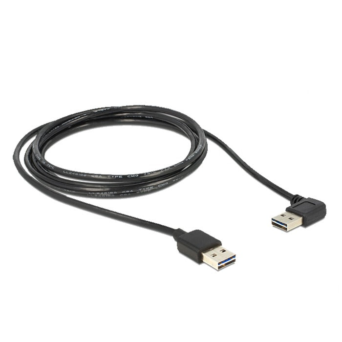 Delock Easy-USB 2.0 A Male > Angled A Male Cable (black, 1 meter)