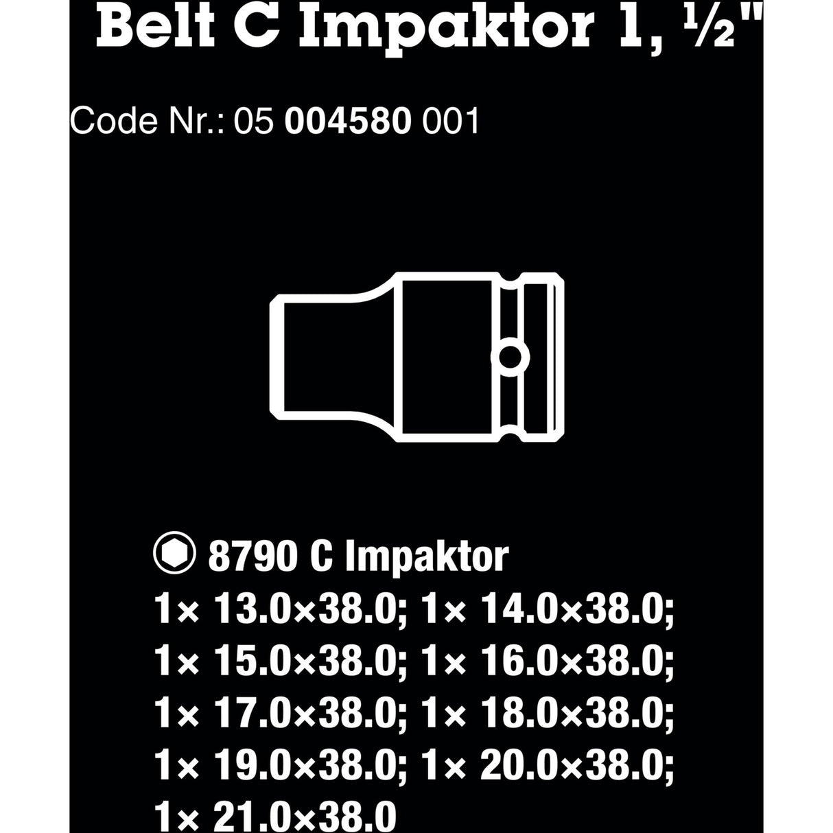 Imp wera belt c socket set 1, with 1 2-inch drive, 10-piece - 05004580001
