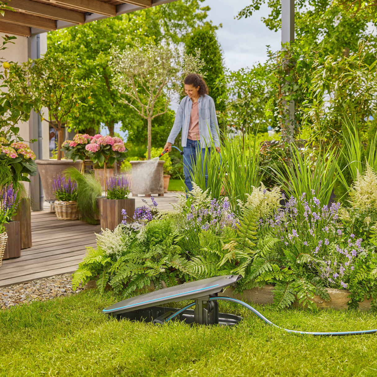 Gardena undercover slangenbox rollup m, 20 meter slanghaspel (zwart turquoise)