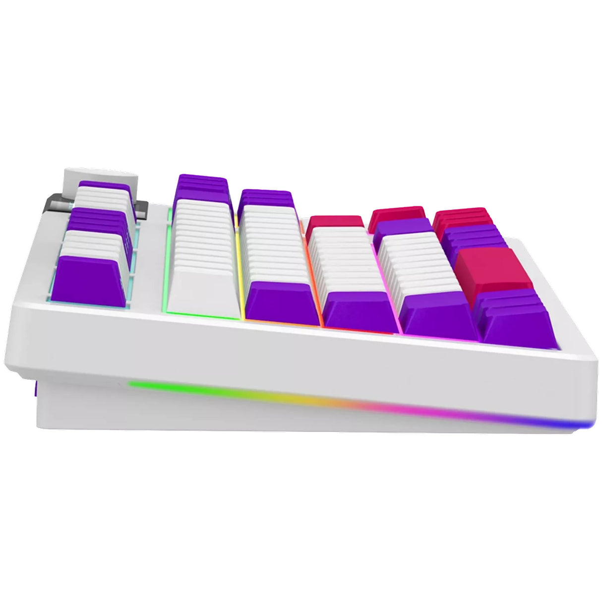 Lorgar kbp70tklw, gaming toetsenbord (wit, us lay-out, logar toxic purple, tkl, rgb, hot-swappable, pbt double-shot, bluetooth 2.4ghz usb)