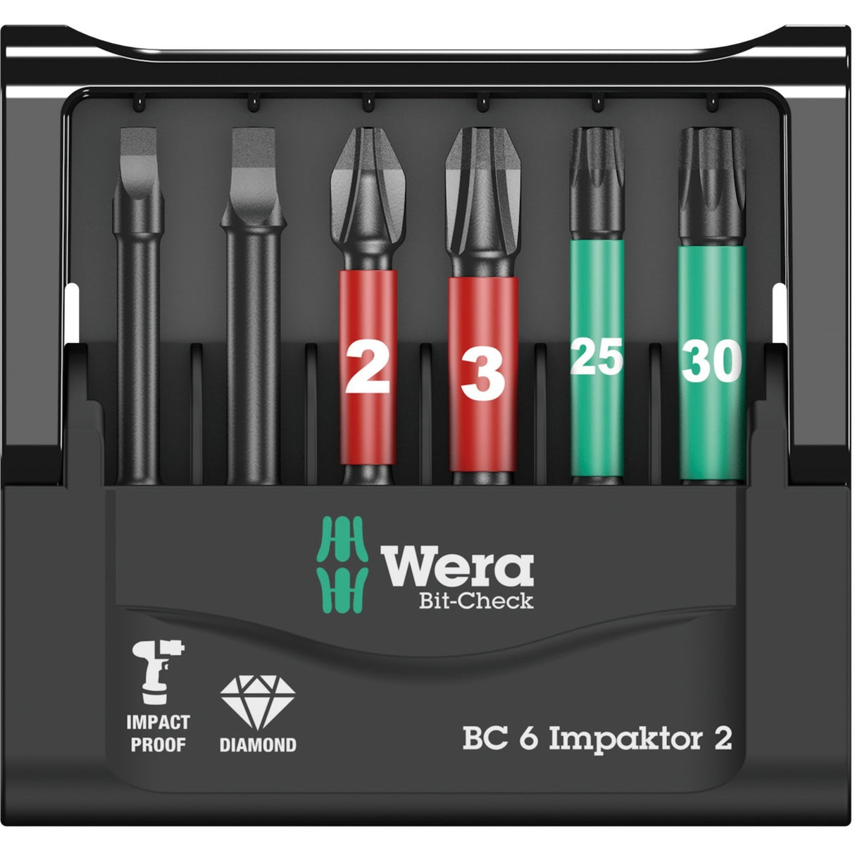 Wera bit-check 6 impaktor 2 bit set (black, 6-piece)
