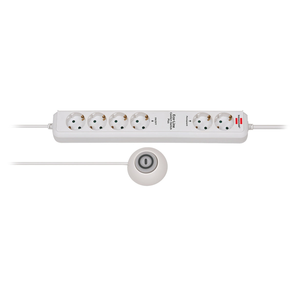 Brennenstuhl eco-line Comfort Switch Plus Extension Lead CSP 24 6-Way (White, 1.5 Metre)