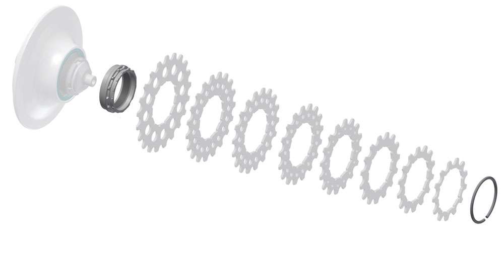 Rohloff splined carrier adapter with snap ring circlip small