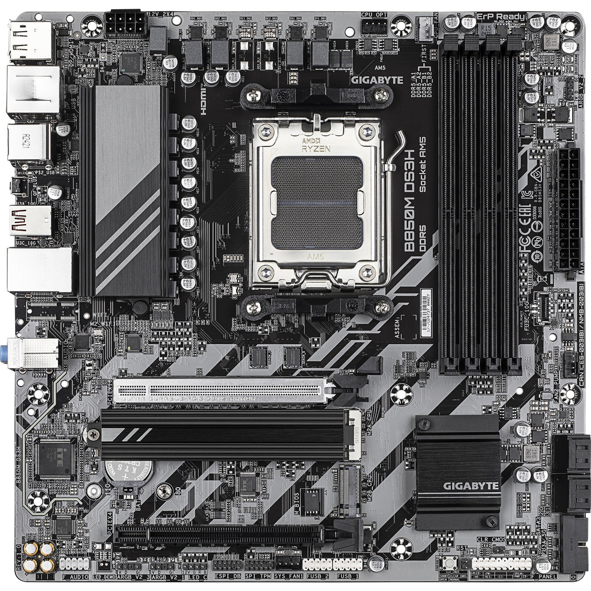 Gigabyte B850M DS3H Socket AM5 Motherboard (RAID, 2.5Gb LAN, Sound, mATX)
