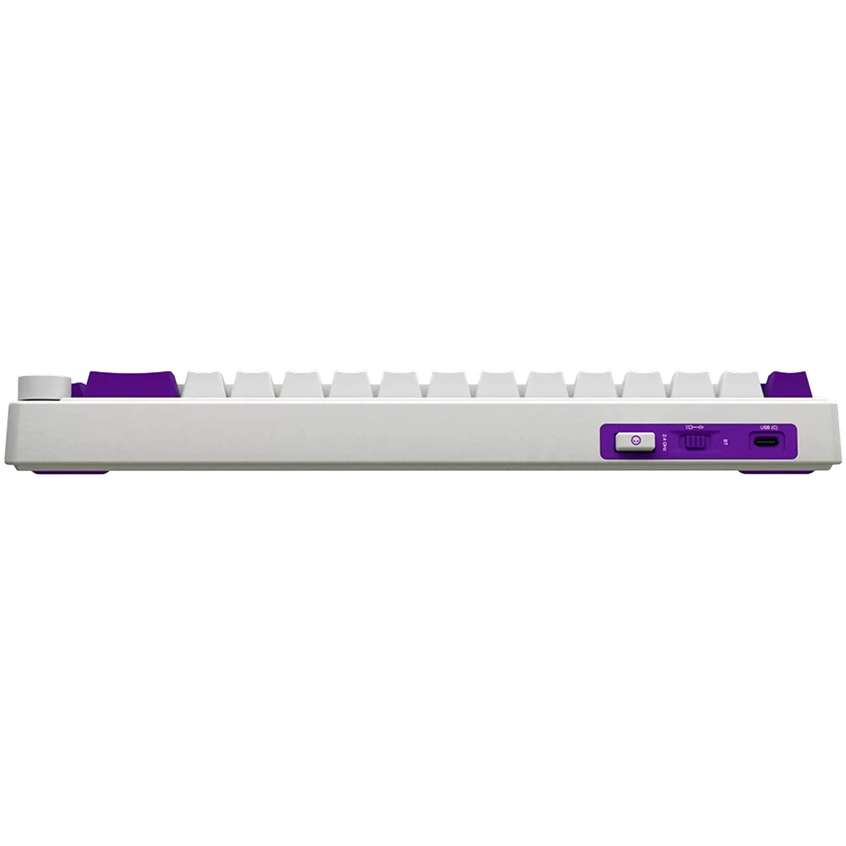 Lorgar kbp70mw, gaming toetsenbord (wit, us lay-out, logar toxic purple, 65%, rgb, hot-swappable, pbt double-shot, bluetooth 2.4ghz usb)