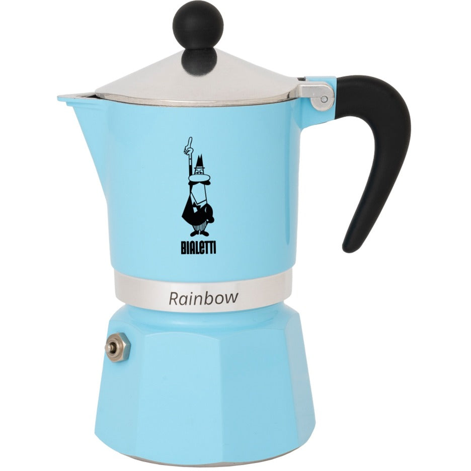 Bialetti Rainbow Espresso Maker (light blue, 6-cup)