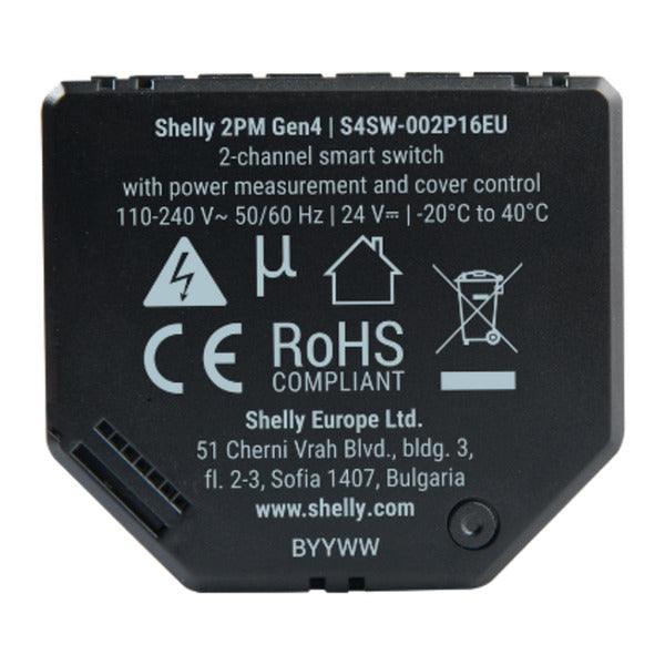 Shelly 2PM Gen4 Relay (black, Bluetooth, Wi-Fi)