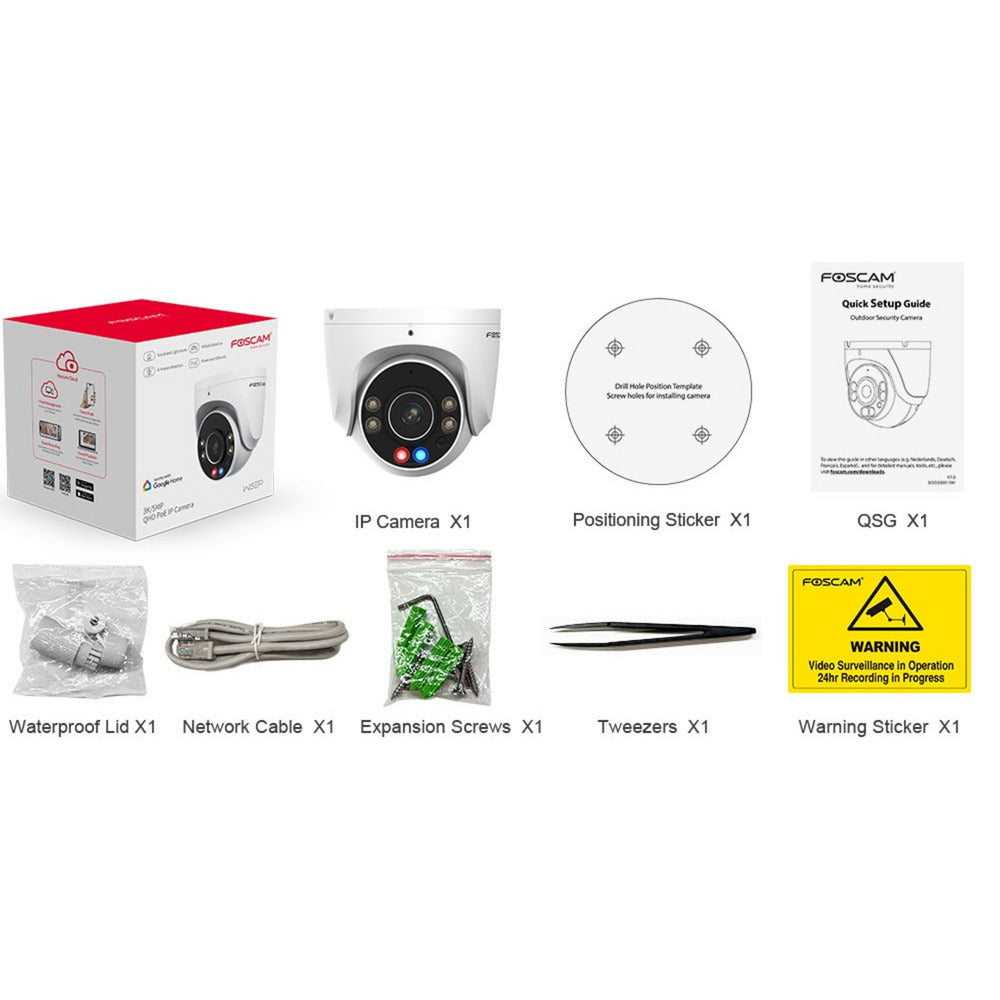 Foscam w5ep, 3k 5mp qhd poe ip camera (black)