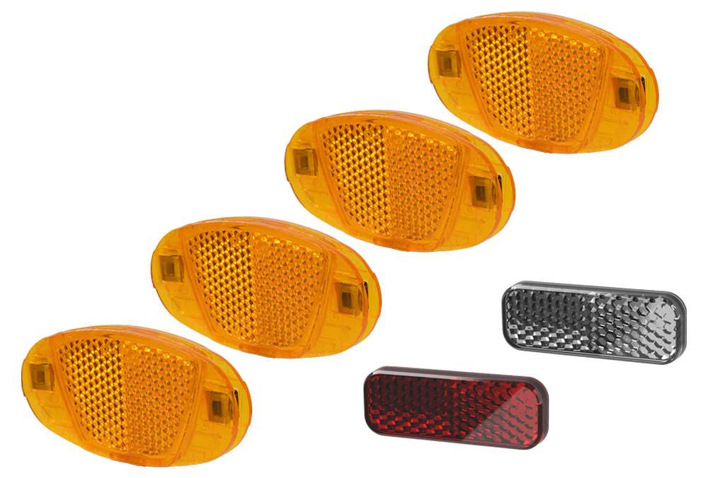 Acid reflector set for handlebar seat post spokes