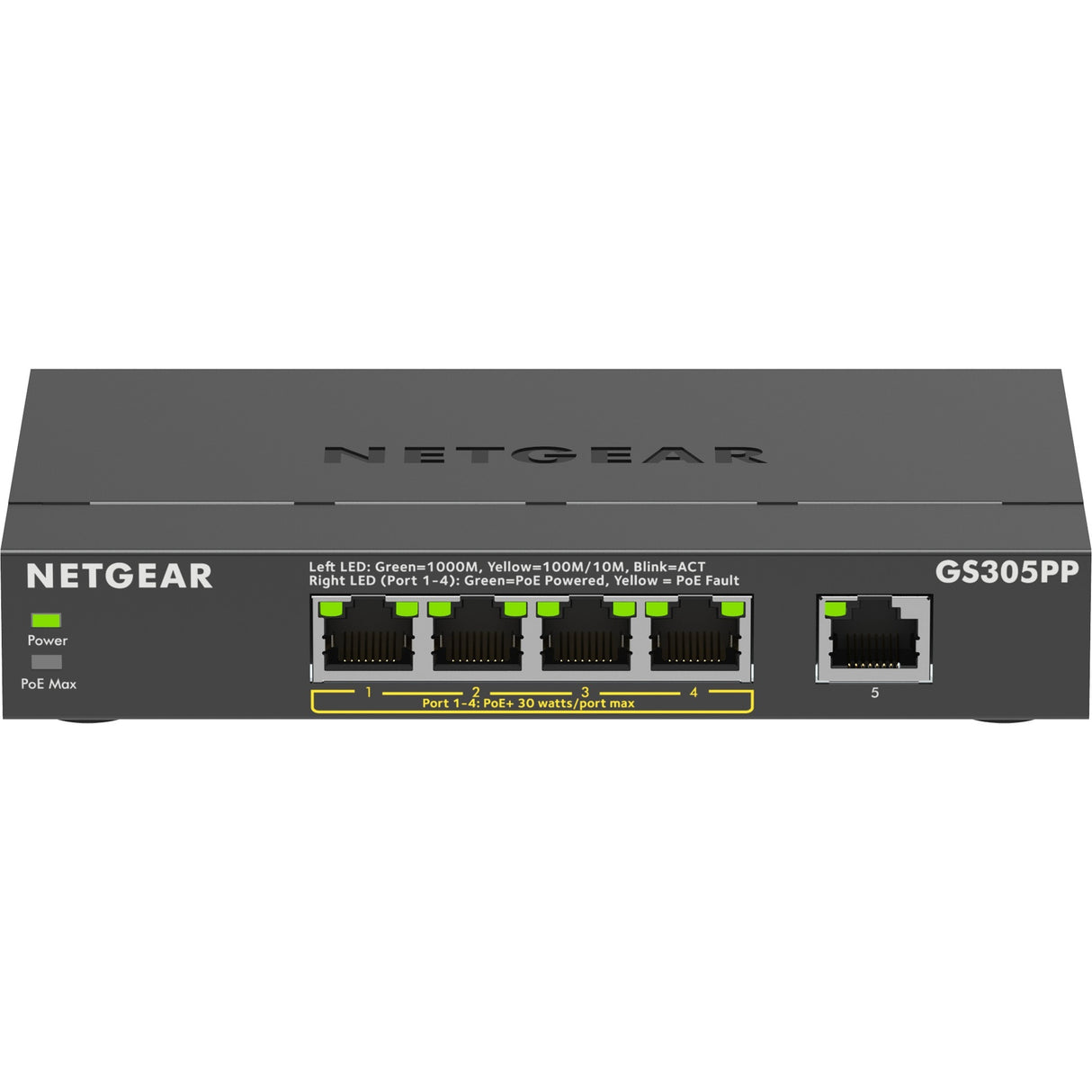 Netgear 5-port gigabit ethernet poe+ lasc neamhbhainistithe (gs3