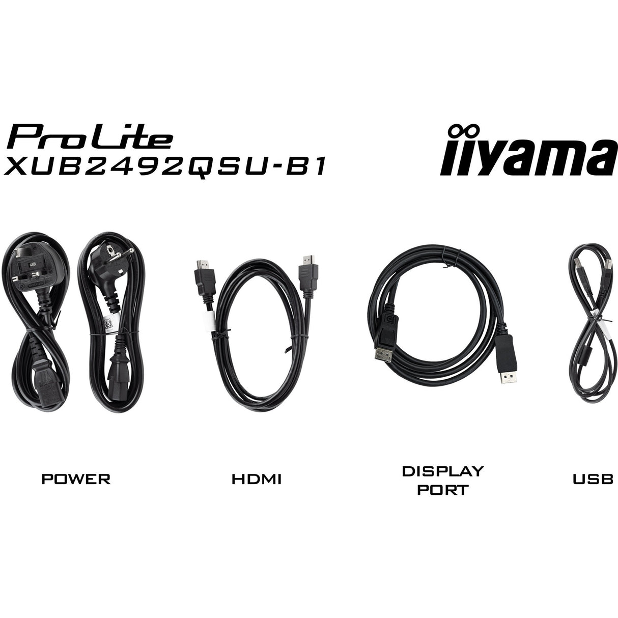 Iiyama ProLite XUB2492QSU-B1 23.8 Monitor (Black (matte), HDMI, DisplayPort, 3x USB-A, USB-C)