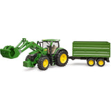 Trator Bruder John Deere 7R 350 com reboque