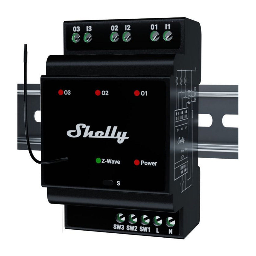 Shelly Qubino Wave Pro 3 Relay (black, Z-Wave)