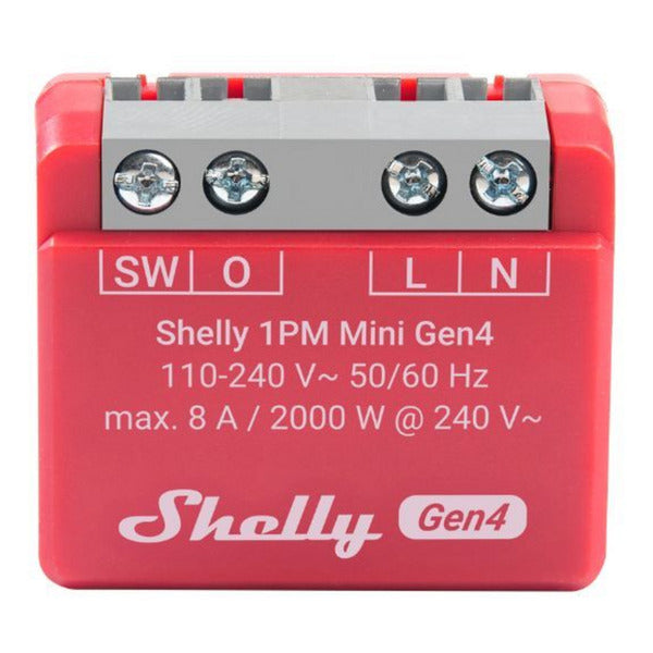 Shelly 1PM Mini Gen4 Relay (Red, Bluetooth 4.2, Wi-Fi)