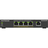 Netgear 5-port gigabit ethernet poe+ unmanaged switch (gs305pp) (zwart)