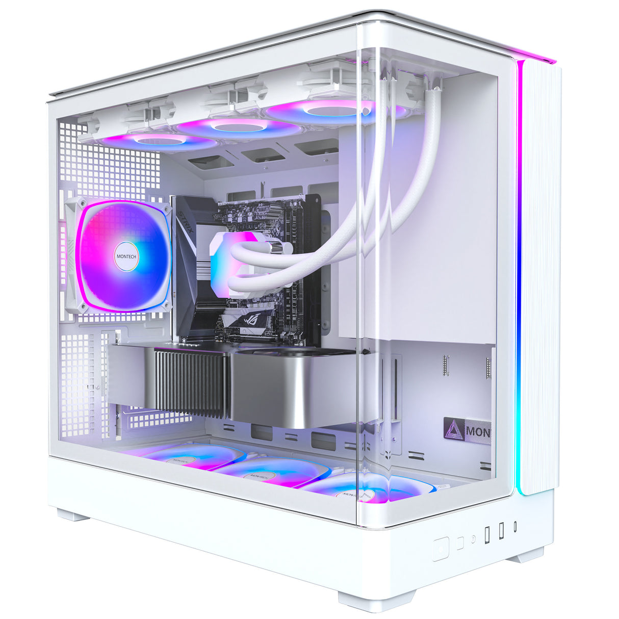 Montech King 15 Pro Mid-Tower Case (White | 2x USB-A | 1x USB-C | RGB | Window)