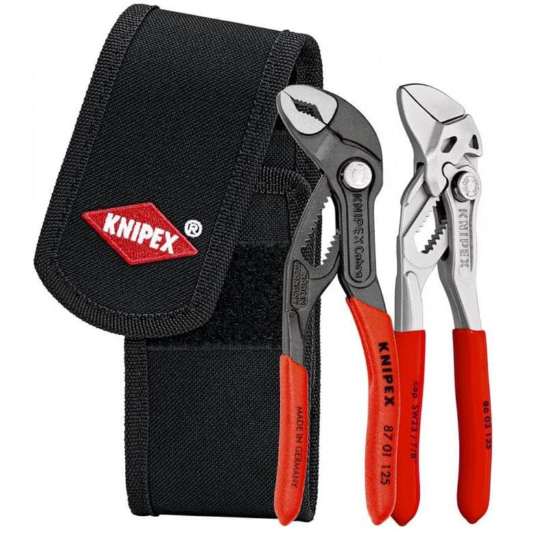 Knipex mini pliers set in tool belt (red black)