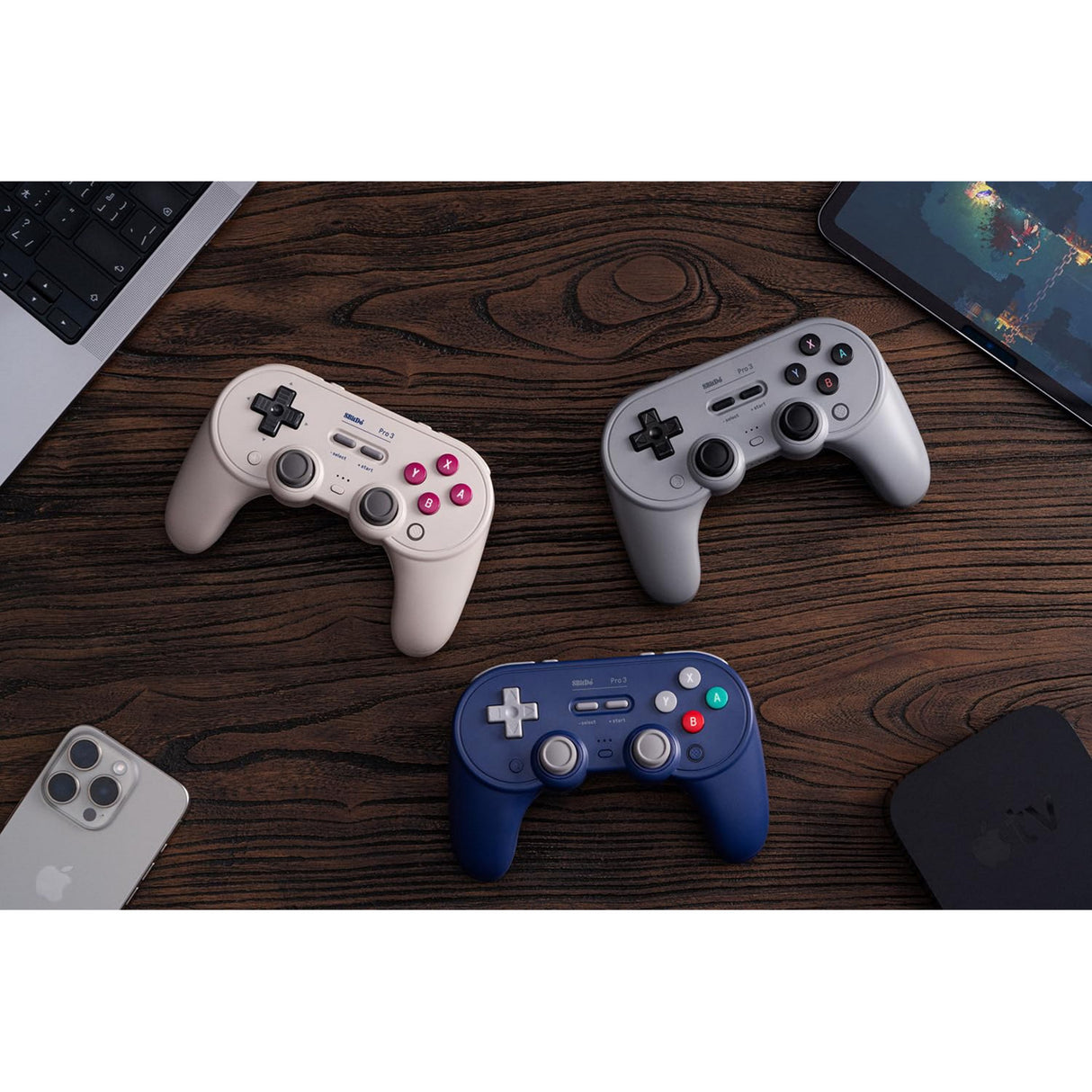 8bitdo pro 3 bluetooth-peliohjain (vaaleanharmaa punainen, kytkin 1 2, pc, android, 2,4 GHz bluetooth usb)