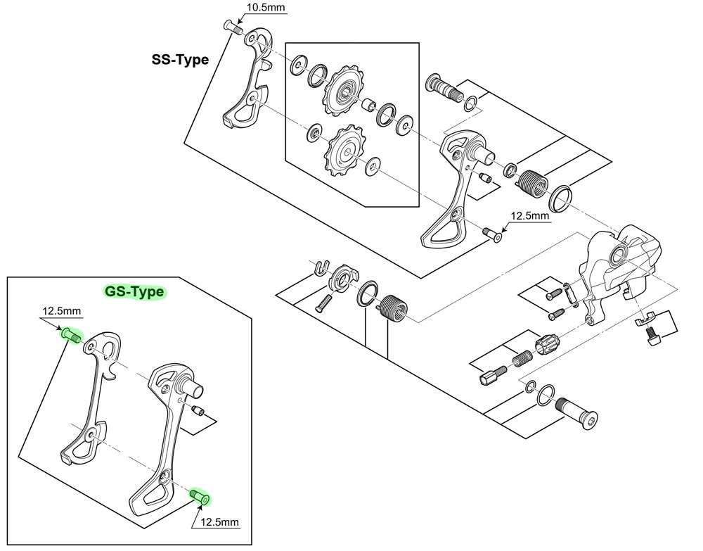 Shimano guide pully bolts for rd-6700-gs 4700 m6100 m8000