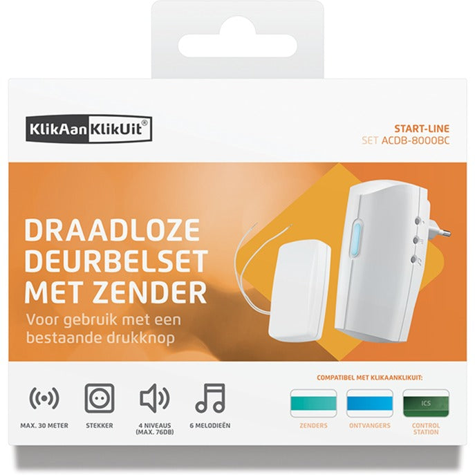 Klikk klikk ACDB-8000BC Plug-in Wireless Doorbell Set med Sender