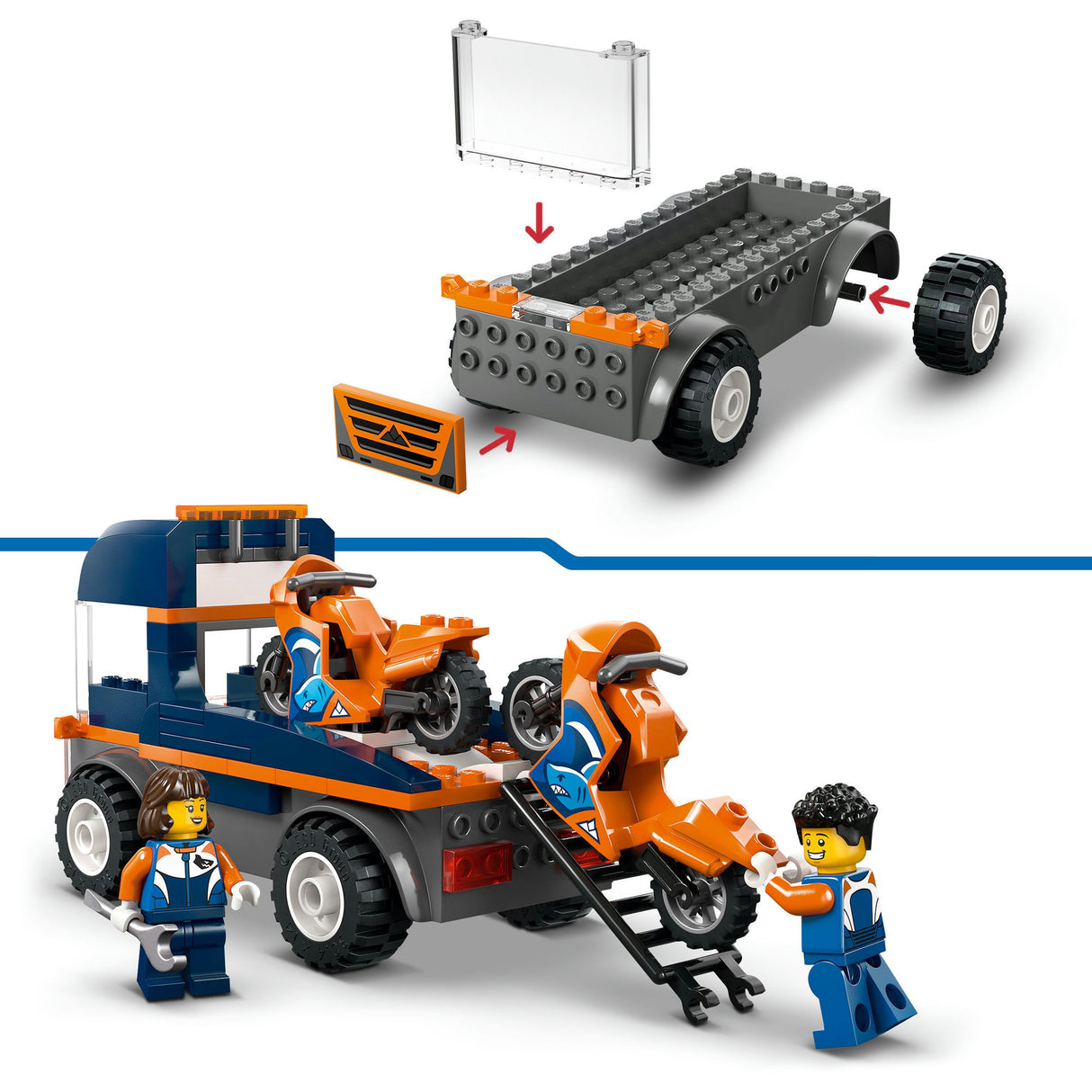 „Lego city“ motociklų vežimėlio konstravimo žaislas