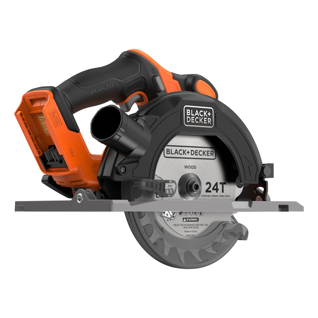 Black+decker 18v brushless cirkelzaag 165mm handcirkelzaag (zwart oranje, accu en oplader niet inbegrepen)