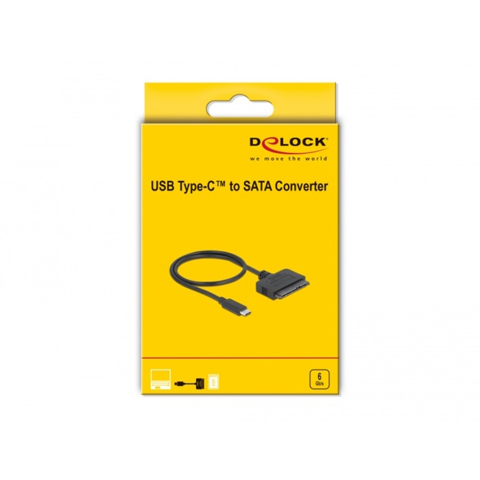 Delock USB Type-C Converter to 22 Pin SATA 6 Gb/s (Black)