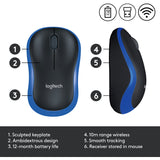 Logitech wireless mouse m185 (blauw, retail)