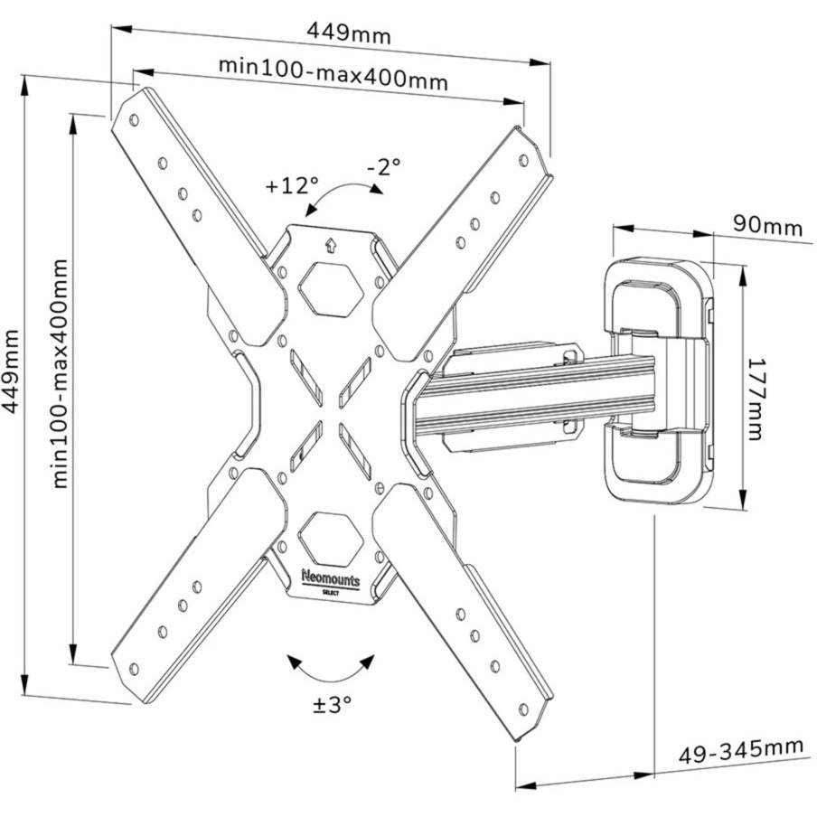 Neomounts wl40s-840bl14 select tv wall mount standard (black)