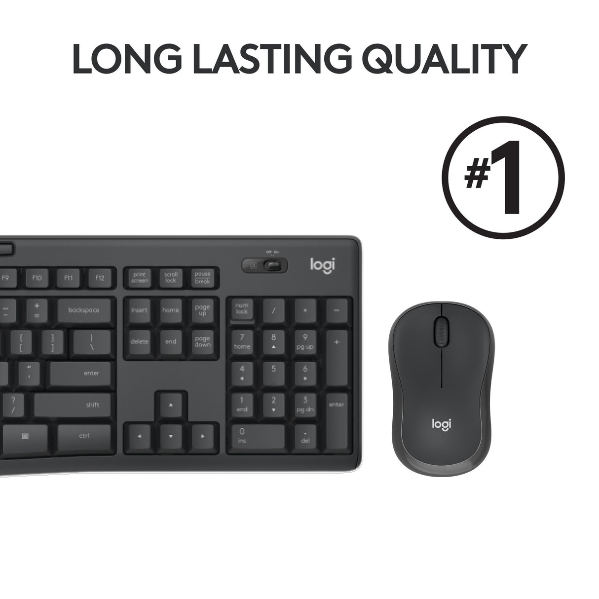 Logitech mk295 silent wireless keyboard and mouse combo, desktop set (black, US International)