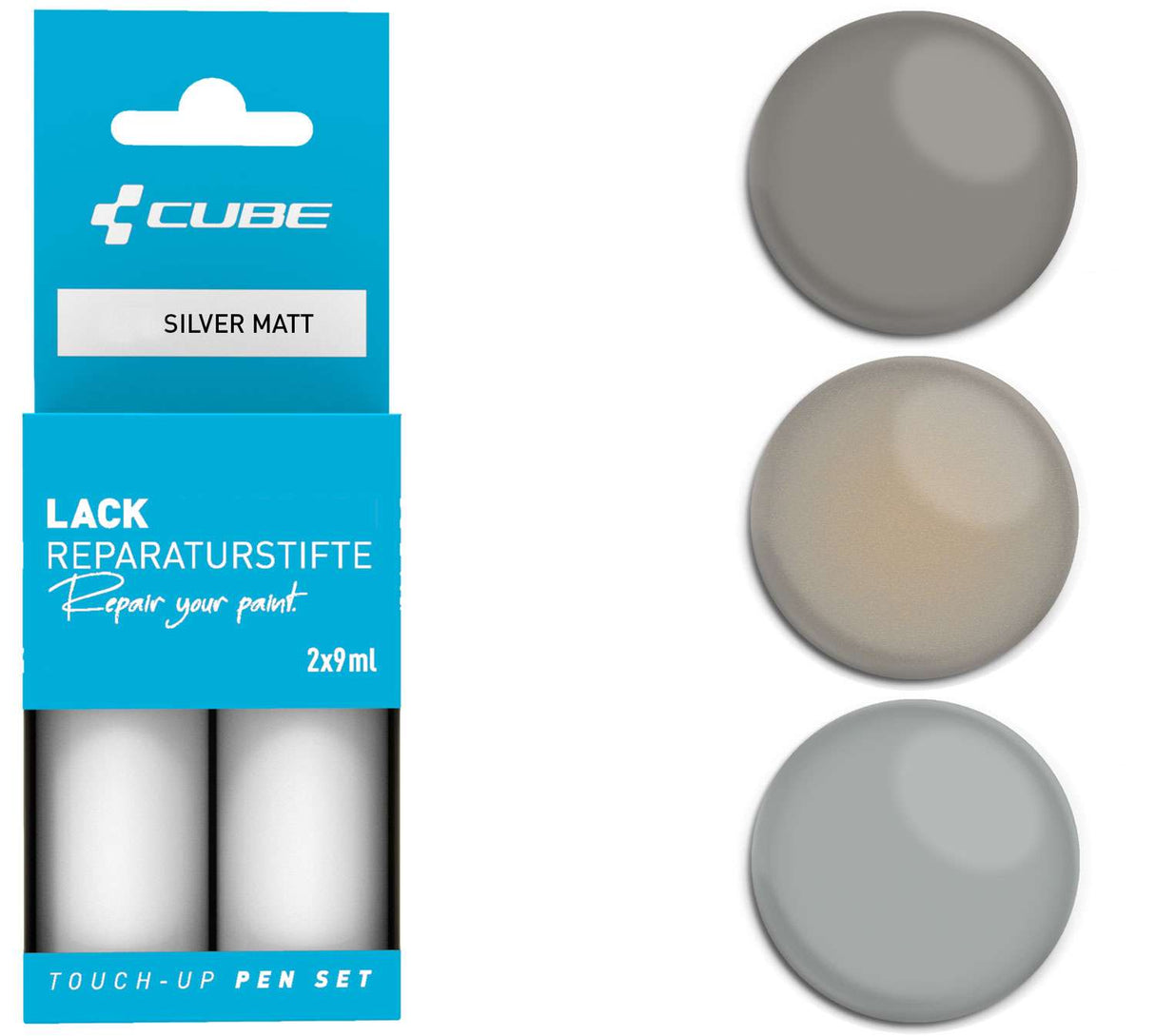 Cube touch-up pen set silver matt