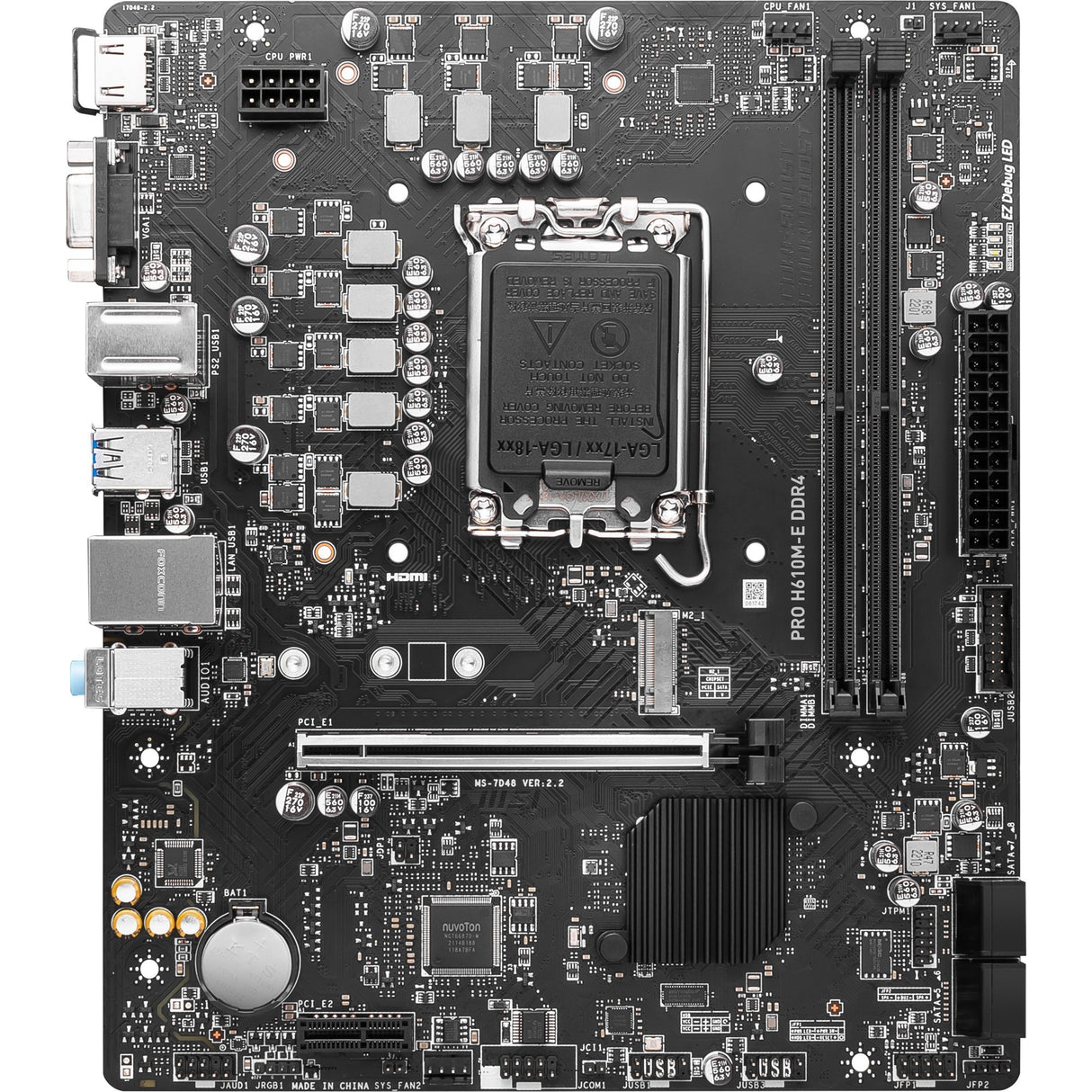 Msi Pro H610M-E DDR4 Socket 1700 Motherboard (black, GB-LAN, sound, µATX)