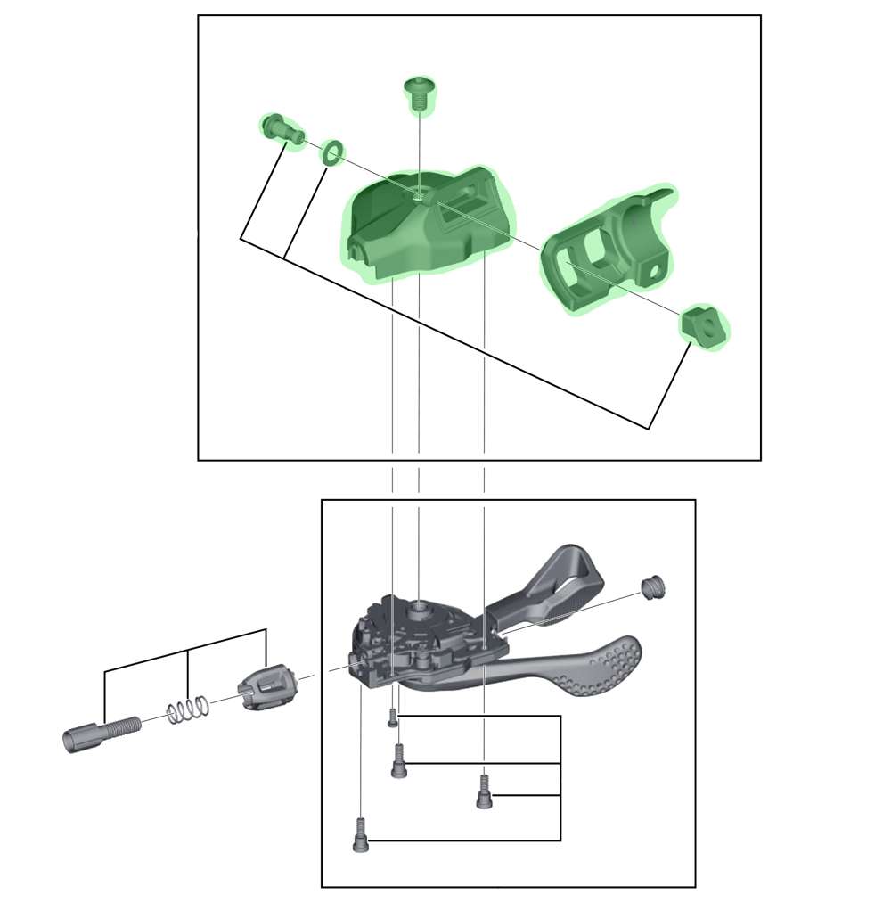 Shimano housing cover complete for sl-m8000-i i-spec ii right